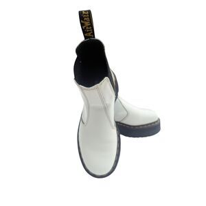 Dr Martens Platform Chelsea Boots White Leather AirWair Chunky Sole Womens 6